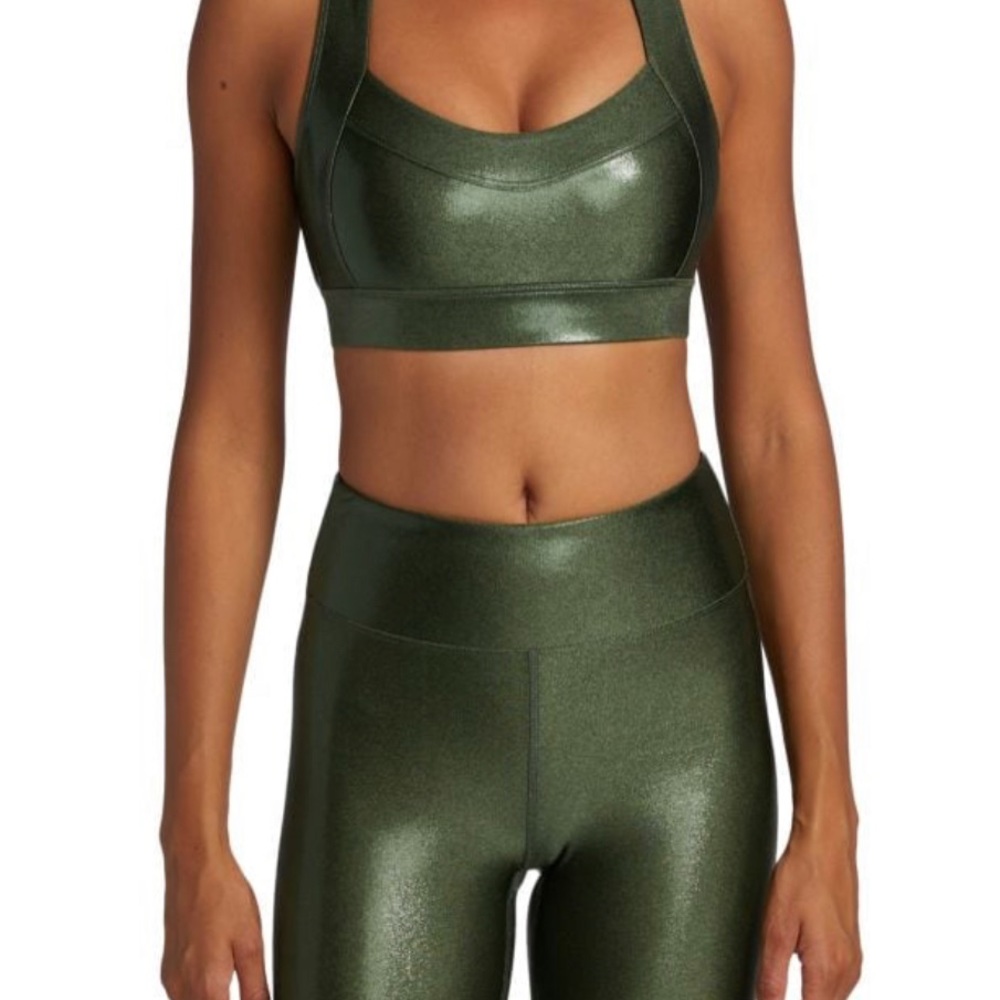 Heroine Sport Green Metallic Sport Set: leggings & bra